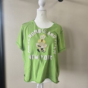 Abercrombie & Fitch Light Green Embroidered Tee #Y2K . Reworked